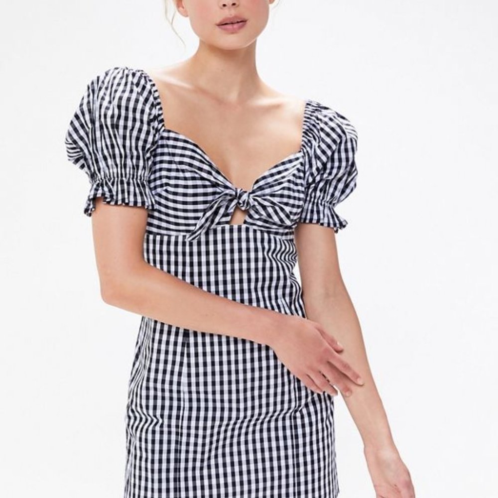 NWT UO Katie Gingham Tie-Front mini dress Size M
